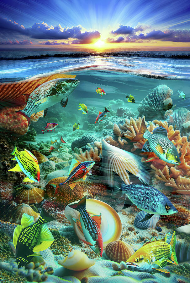 The Maldives Coral Reef Mixed Media by Soraya DApuzzo The Maldives Coral Reef Mixed Media by Soraya DApuzzo