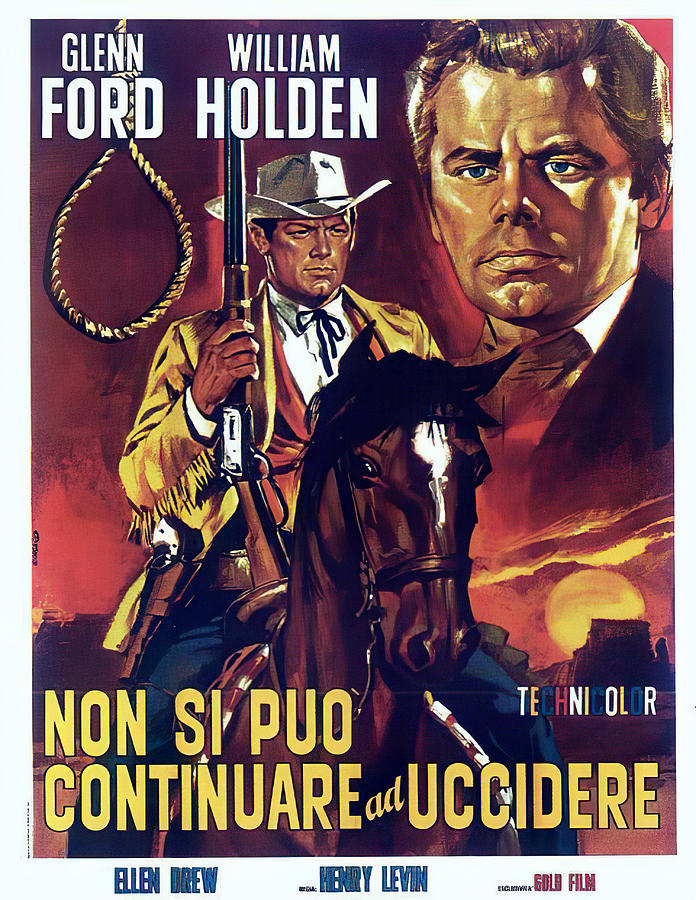 Glenn Ford Mixed Media - The Man From Colorado, with Glenn Ford and William Holden, 1948 by Movie World Posters