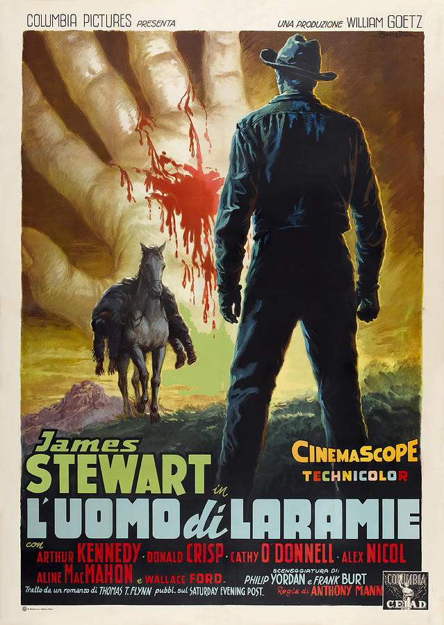 James Stewart Mixed Media - The Man from Laramie, 1955 - art by Anselmo Ballester by Movie World Posters