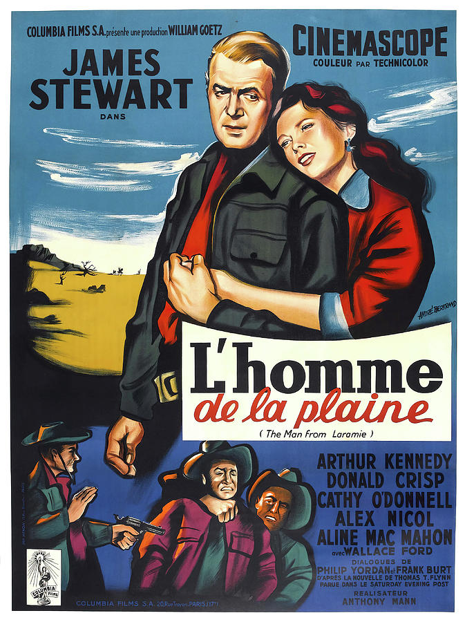 James Stewart Mixed Media - The Man From Laramie, 1955 - art by Andre Bertrand by Movie World Posters