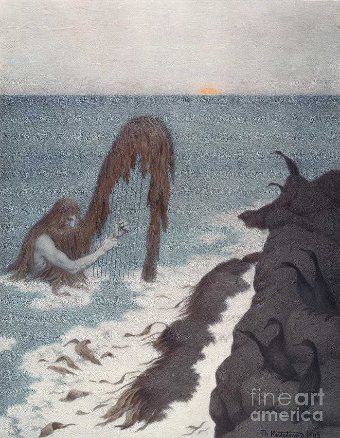 The man from the sea, Sea-man, 1905 Mixed Media by O Vaering by Theodor Kittelsen