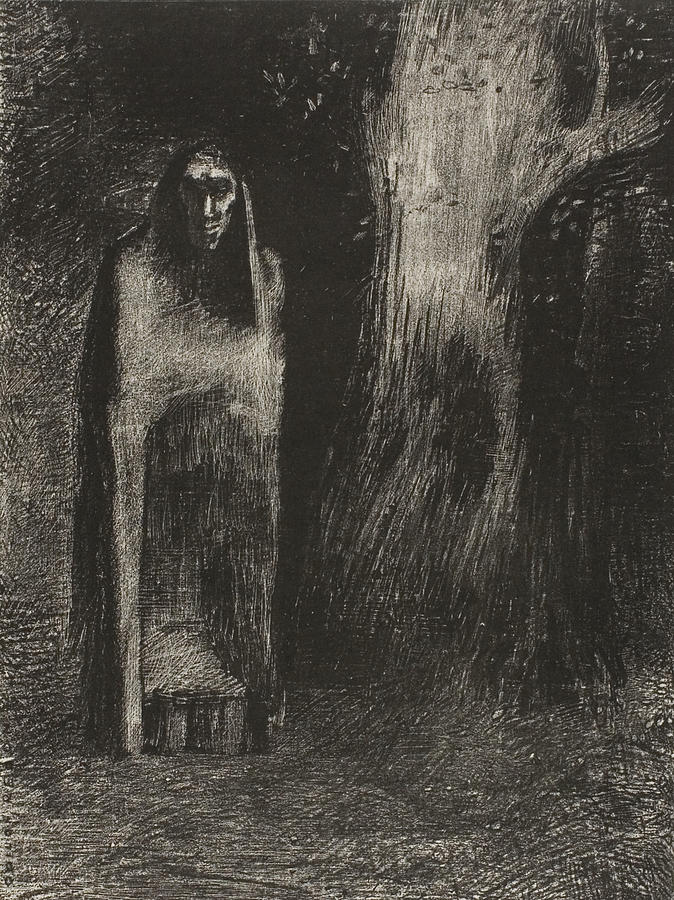 The Man was Alone in a Night Landscape, from Night Relief by Odilon Redon