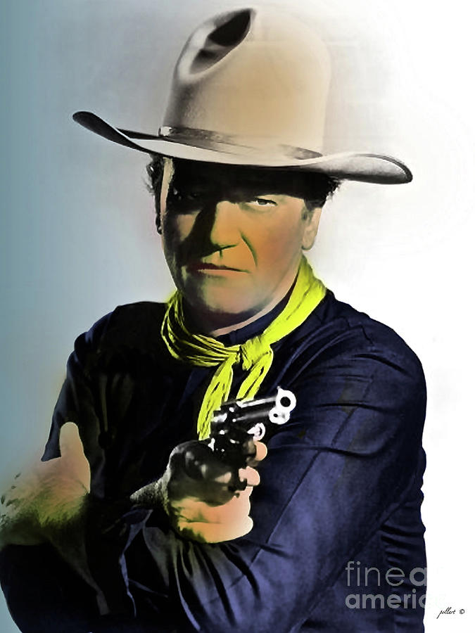 John Wayne Mixed Media - The Man Who Shot Liberty Valance, Tom Doniphon, John Wayne  by Thomas Pollart