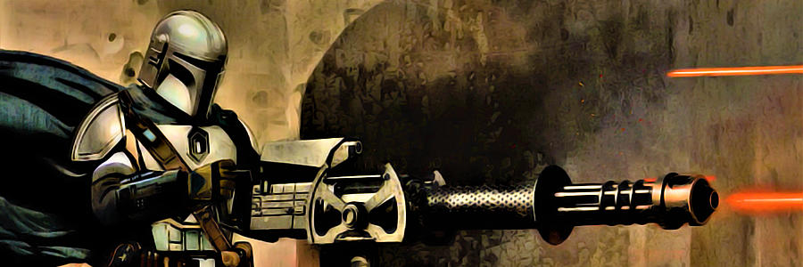 Mando Machine Gun Fight Mode 1.1 Digital Art by Aldane Wynter