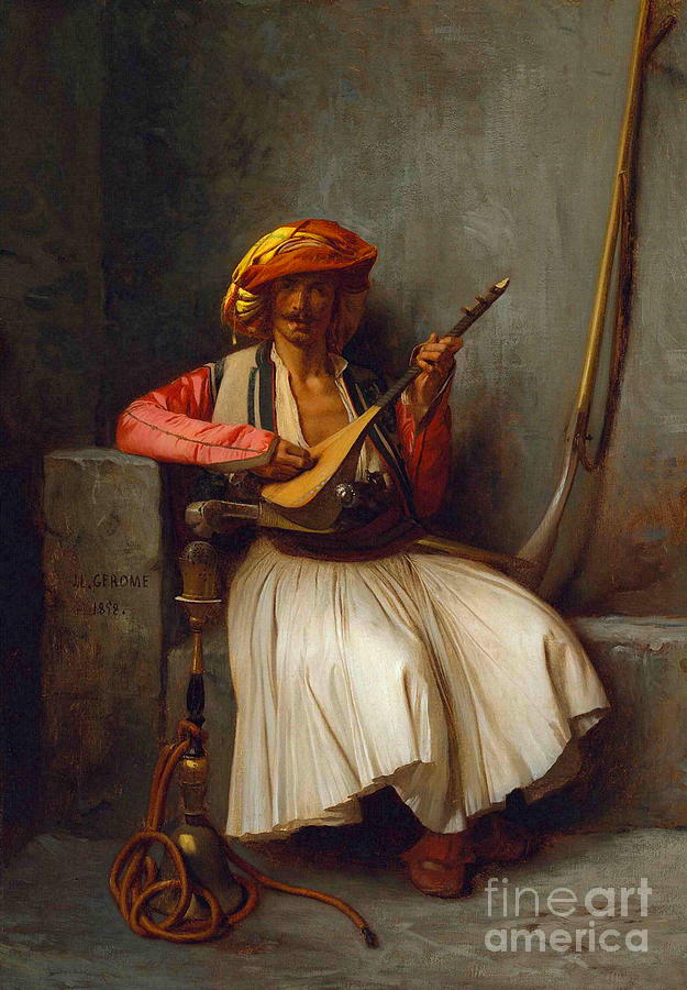The mandolin player Painting by Jean-Leon Gerome