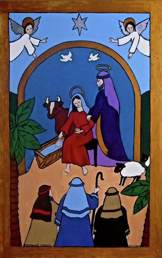 The Manger Painting by Stephanie Moore