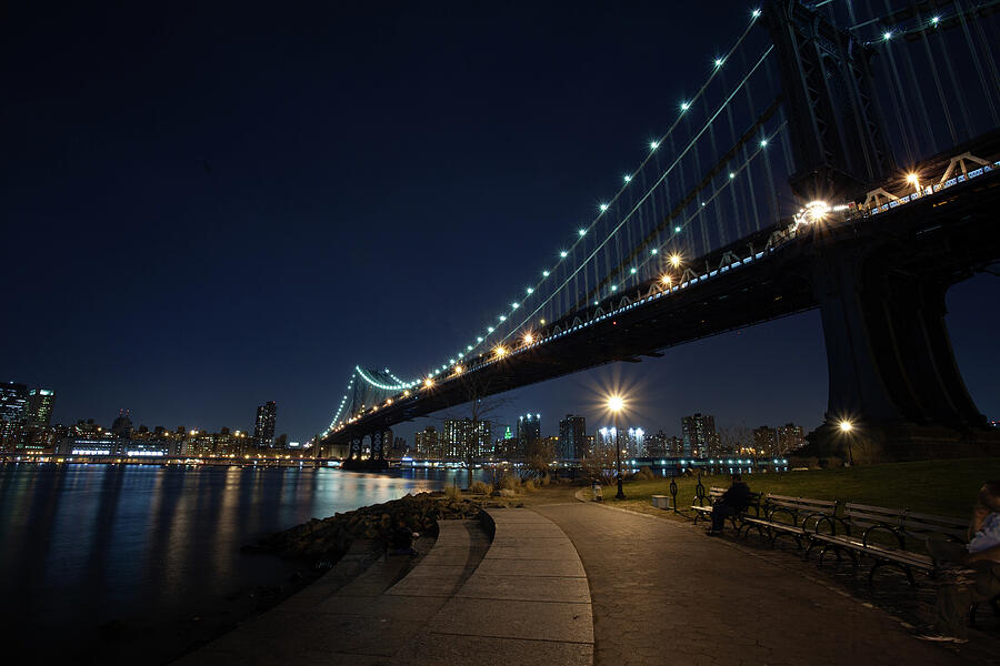 The Manhattan Bridge at Night Photograph by David Smith