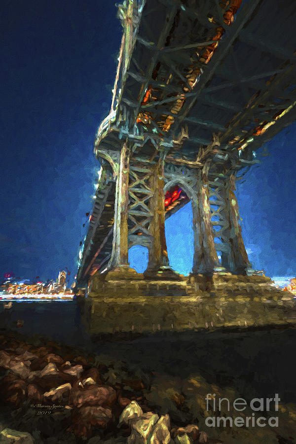 The Manhattan Bridge Mixed Media by Marvin Spates