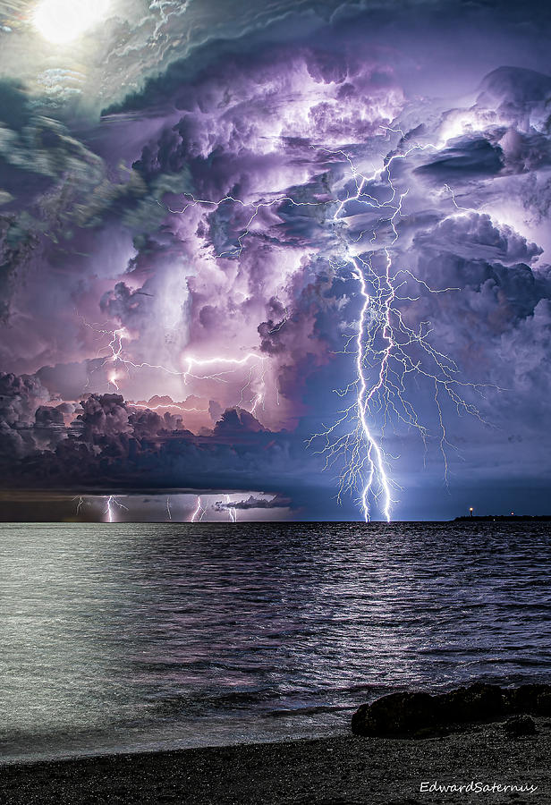 Lightning Photograph - The Many Shades of Lightning by Edward Saternus Lightning Photograph - The Many Shades of Lightning by Edward Saternus