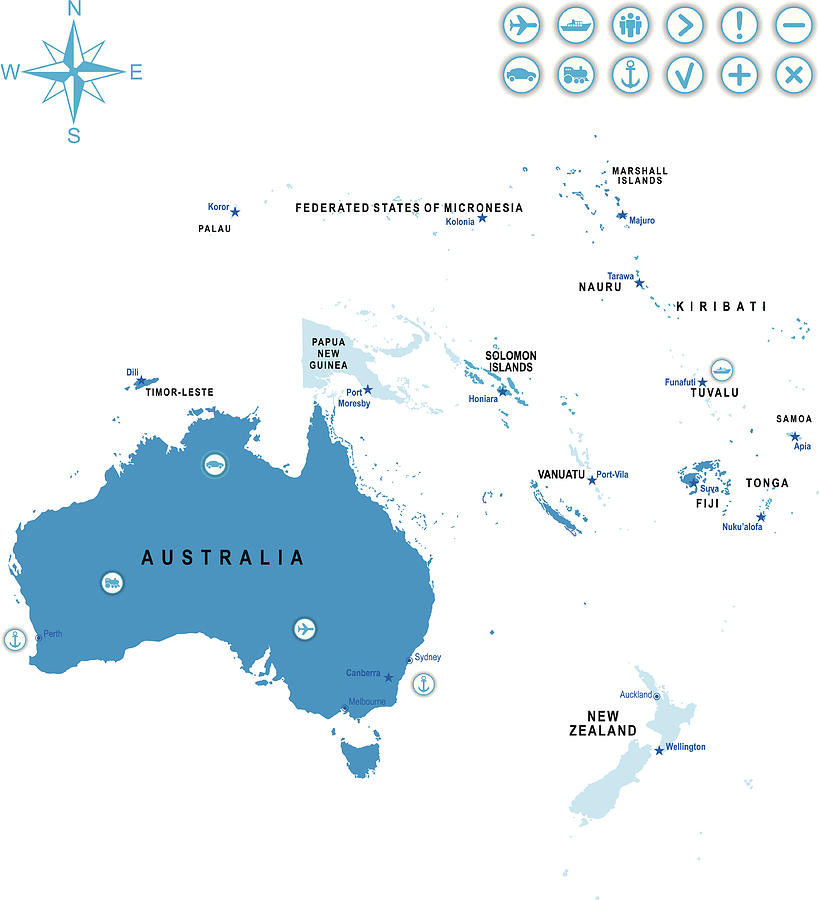 The map of Australia and Oceania Drawing by Kosmozoo