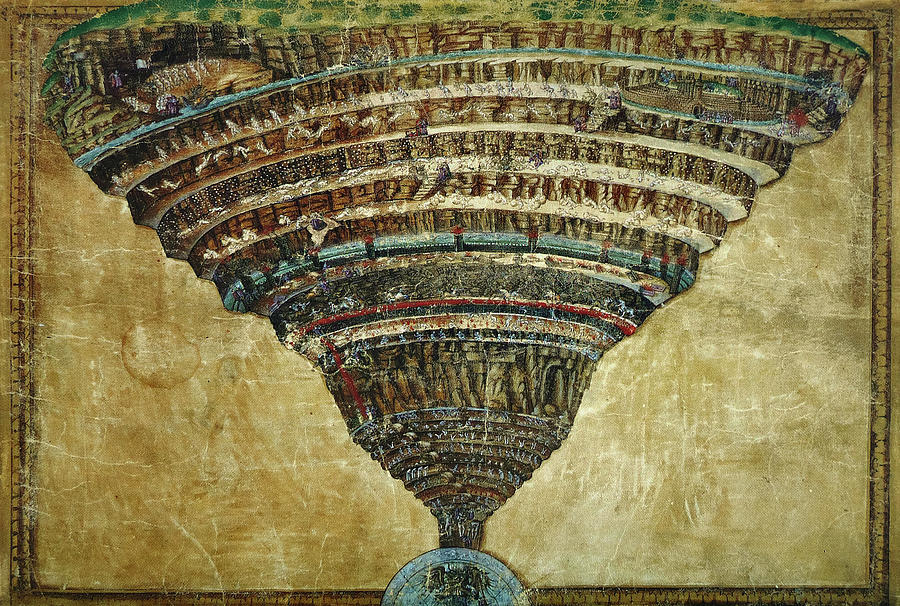 Sandro Botticelli Painting - The Map of Hell, Abyss of Hell by Sandro Botticelli