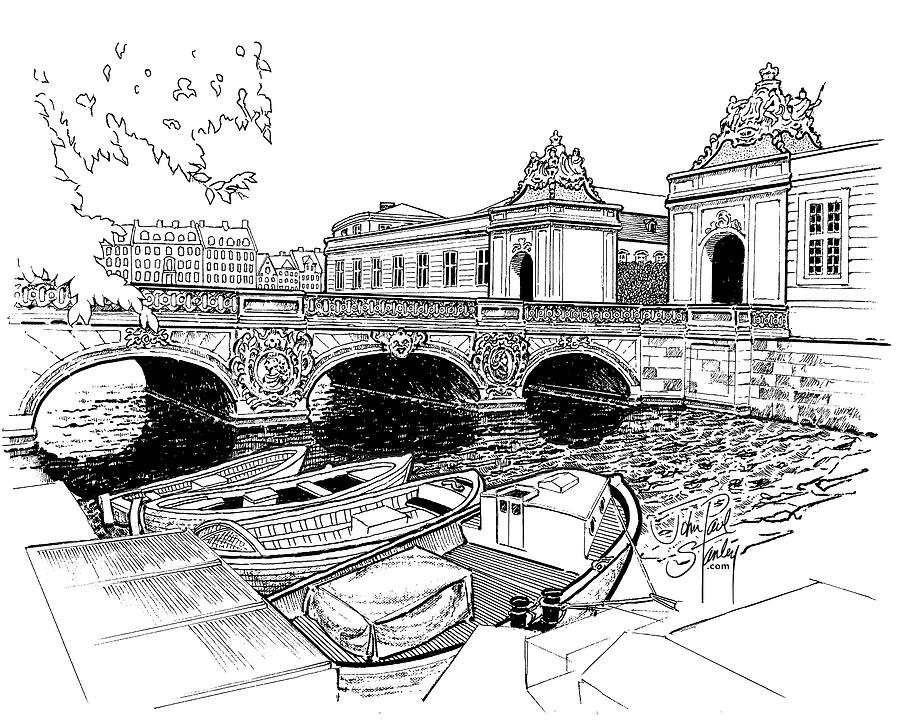 The Marble Bridge, Copenhagen Drawing by John Paul Stanley - Pixels