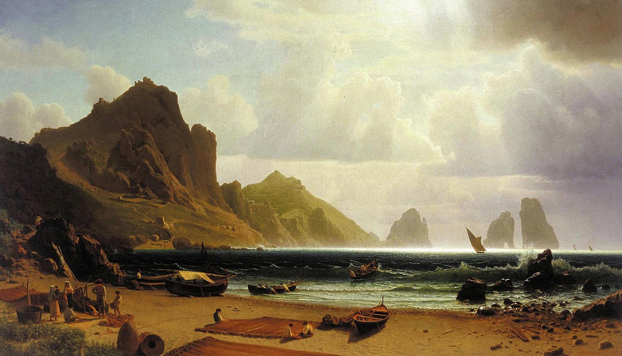 The Marina Piccola at Capri  Painting by Albert Bierstadt