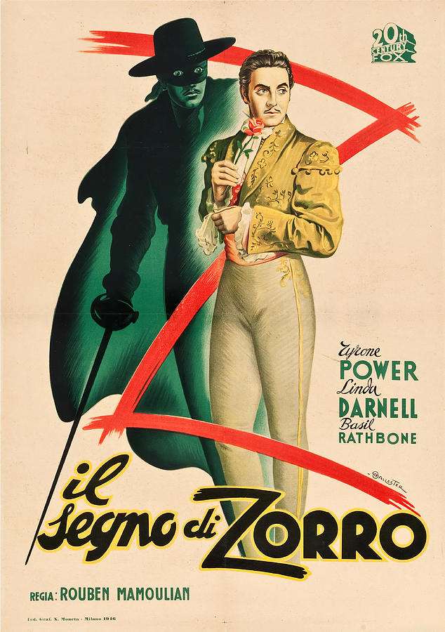 The Mark of Zorro, 1940 - art by Anselmo Ballester Mixed Media by Movie World Posters