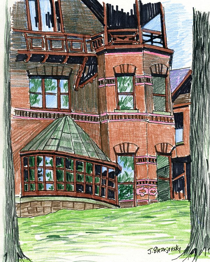 The Mark Twain house Hartford Ct Drawing by Jeff Blazejovsky