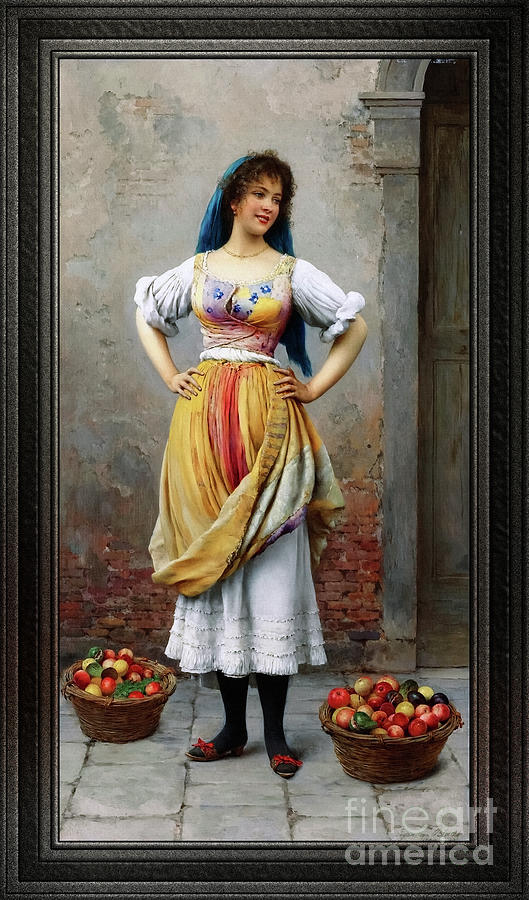 The Market Girl by Eugene de Blaas Fine Art Old Masters Reproduction Painting by Rolando Burbon