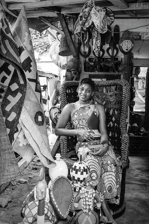 The Market in Africa Black and White Photograph by Debra and Dave Vanderlaan
