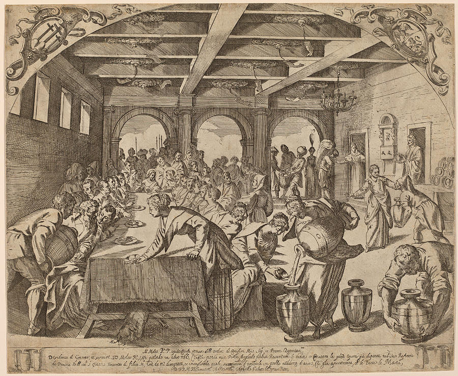 The Marriage at Cana Drawing by Odoardo Fialetti