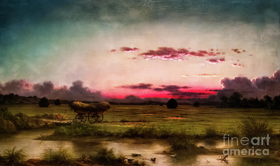 The Marshes at Rhode Island by Martin Heade 1866 Painting by Martin Heade