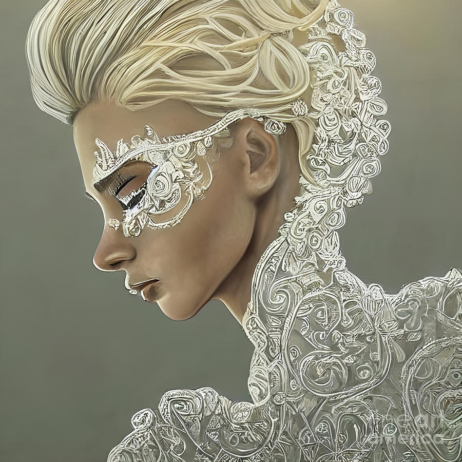 The Mask Lady Woman Digital Art by Debra Miller