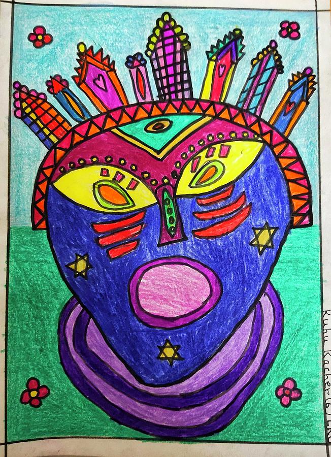 The mask to protect you from evil eye Drawing by Kuhu Kacher - Fine Art ...