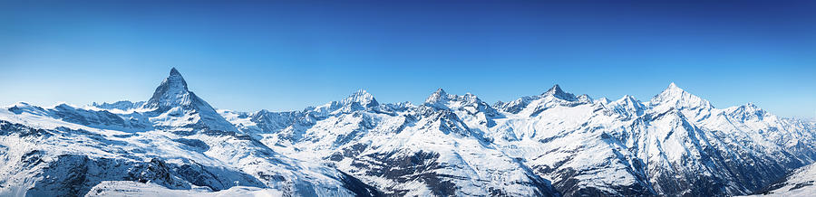 The Matterhorn and Swiss Mountains Panorama Photograph by Rick Deacon