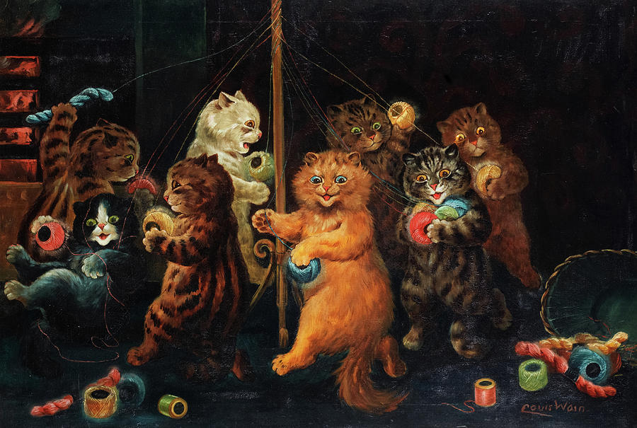 Louis Wain Painting - The Maypole by Louis Wain