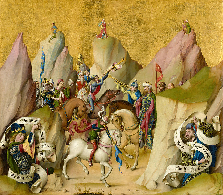 The Meeting of the Three Kings with David and Isaiah Painting by Master of the Saint Bartholomew Altarpiece