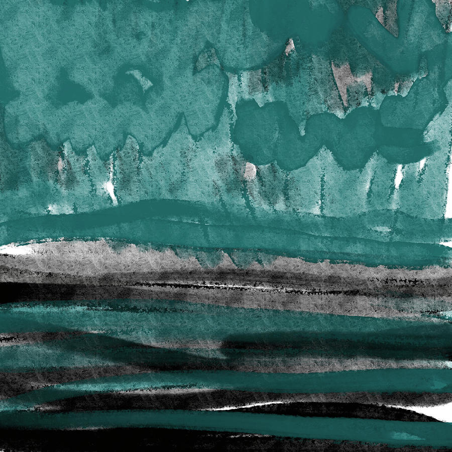 The Meeting Place - Contemporary Abstract In Green And Black 1 Digital Art
