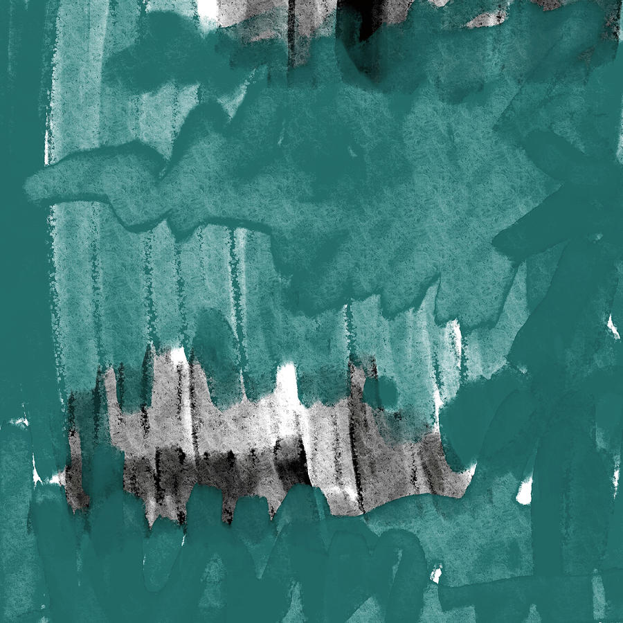 The Meeting Place - Contemporary Abstract In Green And Black 2 Digital Art