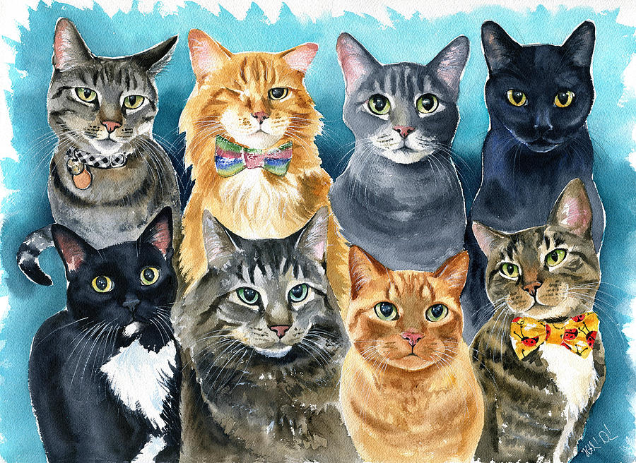 Cat Painting - The Menagerie by Dora Hathazi Mendes
