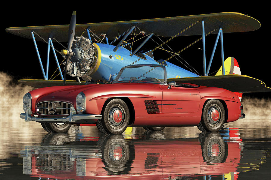 The Mercedes 300 SL Roadster - The Sixties Digital Art by Jan Keteleer