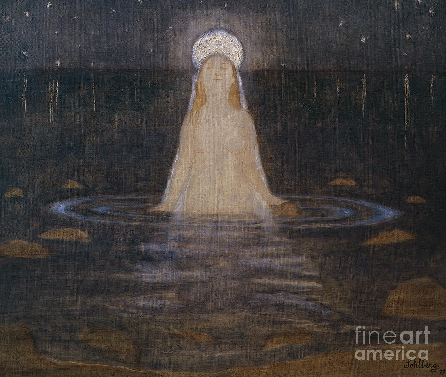 The Mermaid, 1896 Painting by O Vaering by Harald Sohlberg