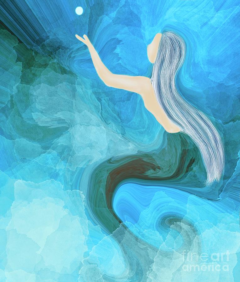 The mermaid and the pearl Digital Art by Elaine Hayward