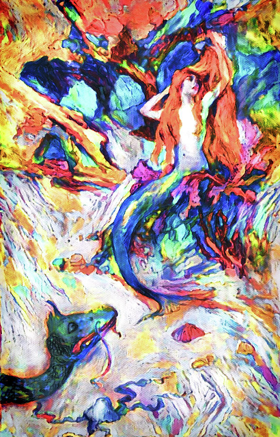 The Mermaid and the Sea Dragon Painting by Susan Maxwell Schmidt