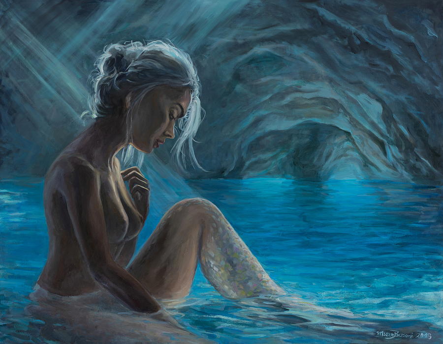 The mermaid of the blue cave Painting by Marco Busoni.