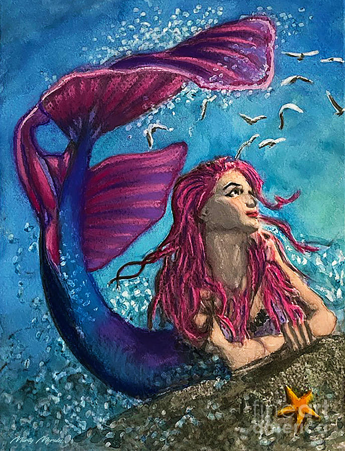 The Mermaid V1 Painting by Martys Royal Art
