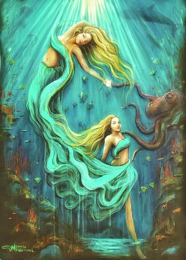 Mermaid Painting - The Mermaids Gift by Carrie Martinez