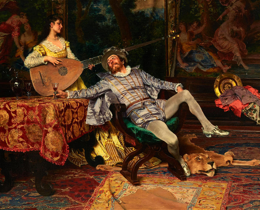 The merry cavalier  Painting by Francesco Vinea