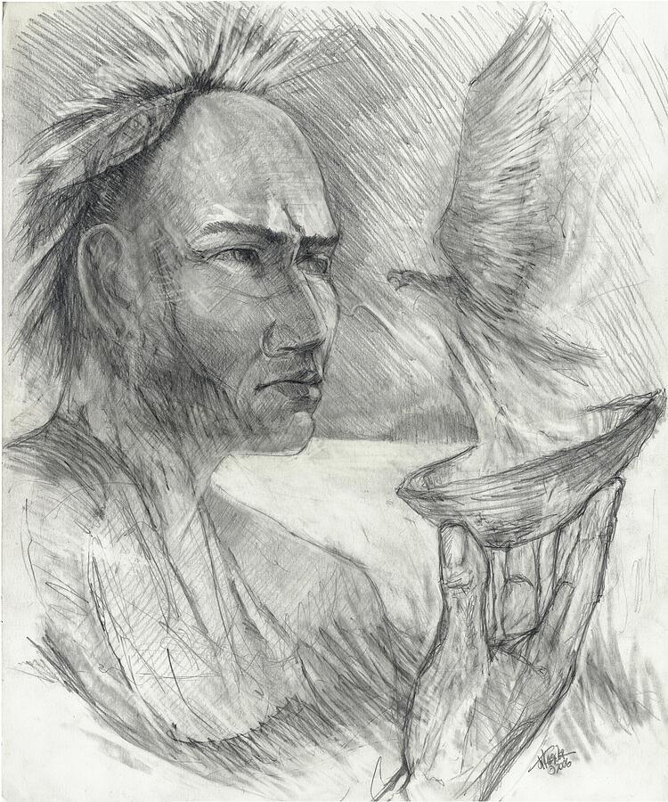 The Messenger-Spirit Smoke Drawing by Joel Keener The Messenger-Spirit Smoke Drawing by Joel Keener