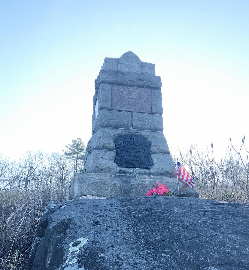 The Michigan Sharpshooters Monument On The Slope Of Little Round Top ...