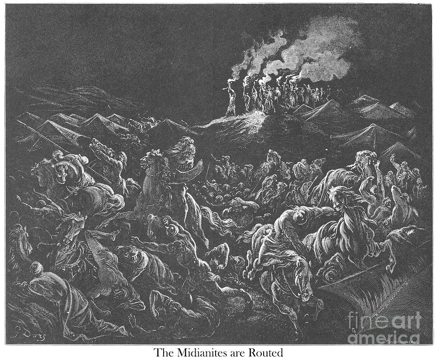 The Midianites Put to Flight by Gustave Dore v1 Drawing by Historic illustrations