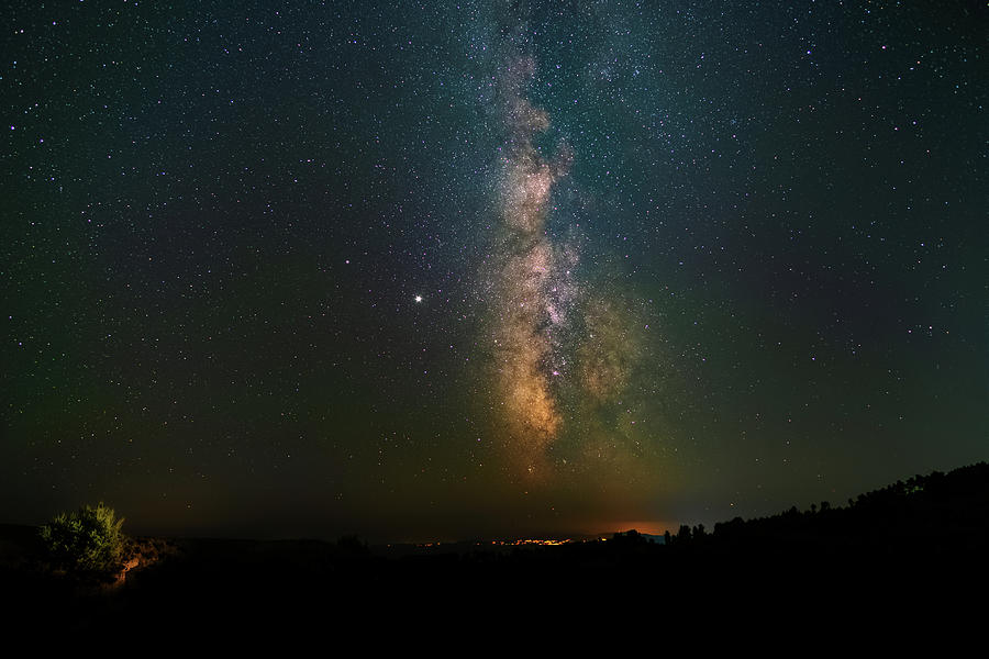 The Milky Way Over A Small Town Photograph