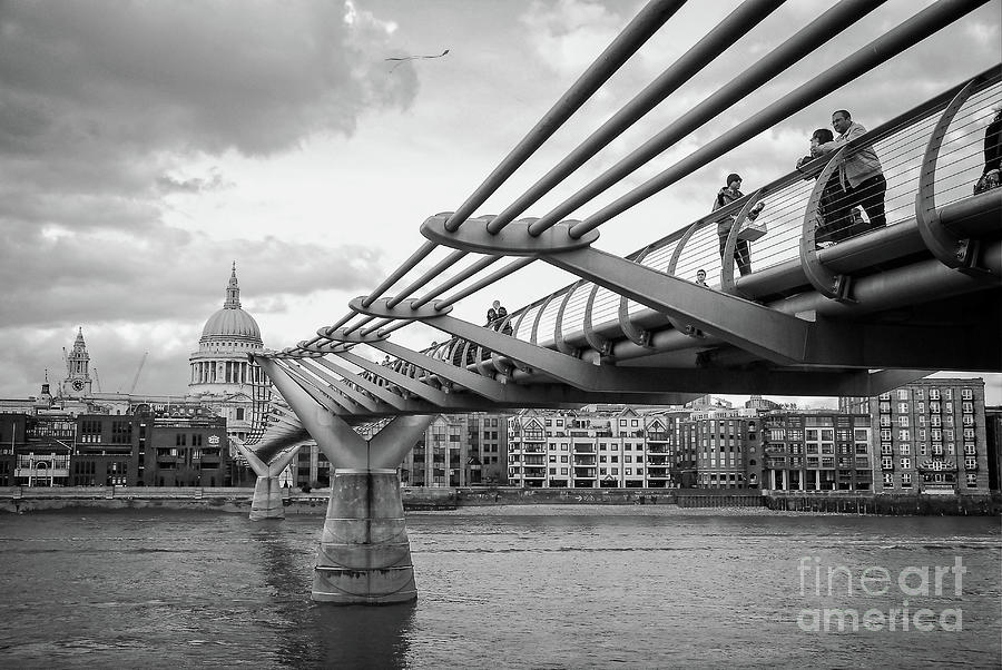 The Millennium Foot Bridge In Black And White Photograph
