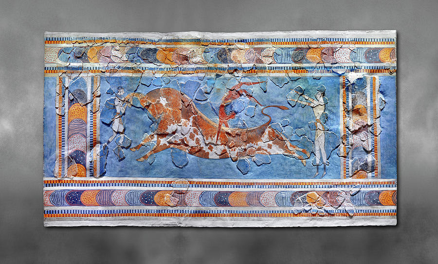 The Minoan Bull leaping fresco - Heraklion Archaeological Museum Photograph by Paul E Williams