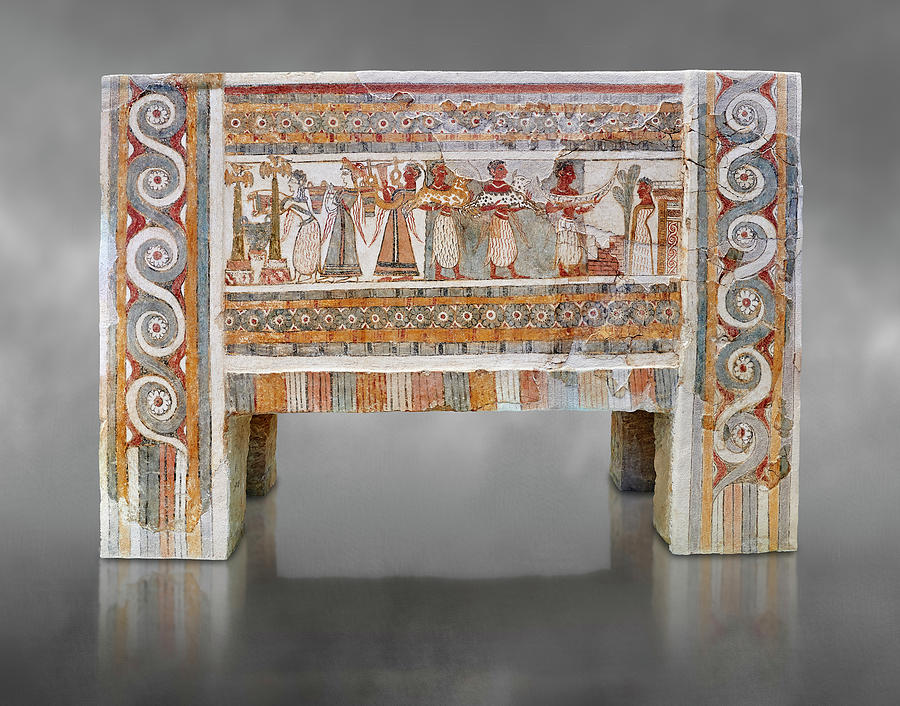 The  Minoan Hagia Triada Sarcophagus - 1370-1300 BC - Heraklion Archaeological Museum Photograph by Paul E Williams