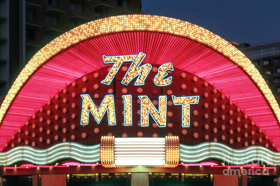 The Mint Casino Main Entrance at Dusk Fremont Street Las Vegas 1970 Photograph by Aloha Art