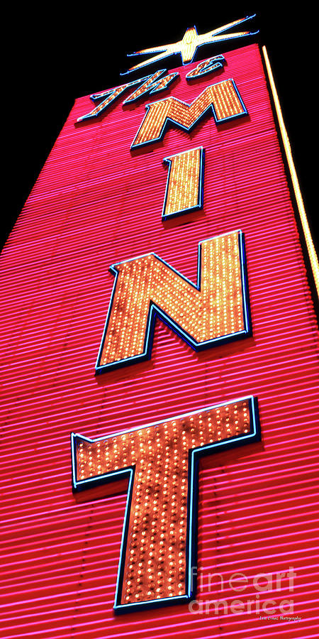 Las Vegas Photograph - The Mint Casino Neon Sign From Below by Aloha Art