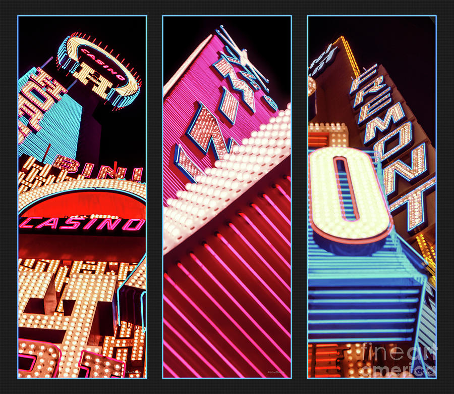 The Mint Horseshoe Fremont Casino Neon Signs 1972 - Fremont Street Vintage Neon Trifecta Photograph by Aloha Art