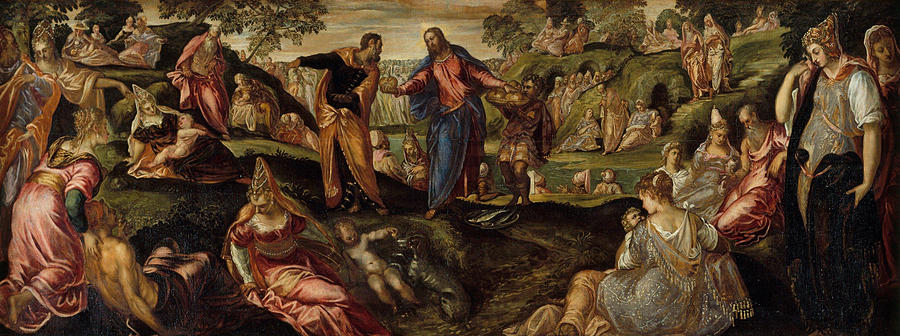 Tintoretto Painting - The Miracle of the Loaves and Fishes  by Tintoretto